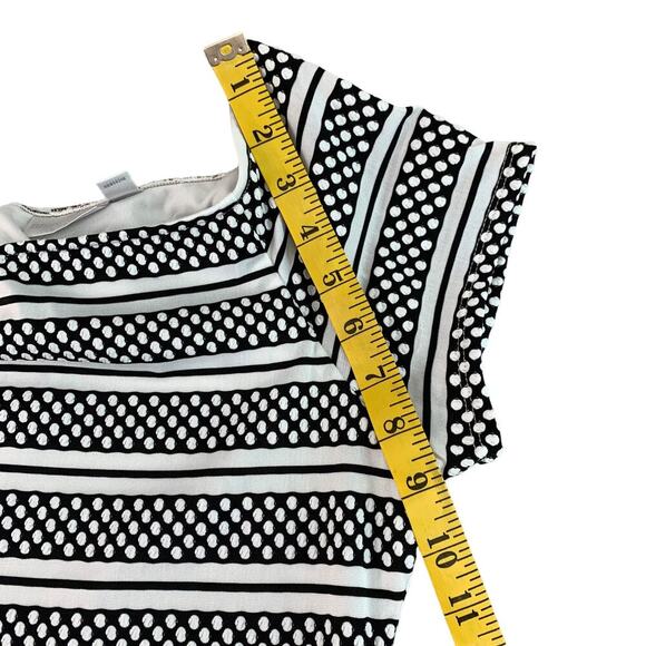 Bisou Bisou Short Sleeve Polka Dots Striped Sheath Dress Size 14 Black & White - Picture 11 of 15